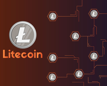 Blockchain litecoin circuit networking technology backgroundのイラスト素材