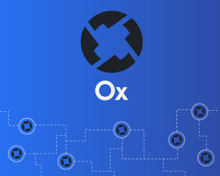Cryptocurrency 0X technology modern style background vector illustrationのイラスト素材