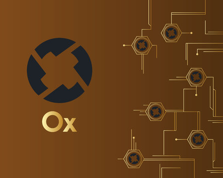 Cryptocurrency 0X circuit style background vector illustrationのイラスト素材