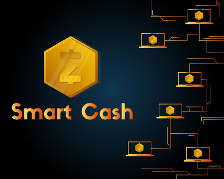 Blockchain smart cash on dark background styleのイラスト素材