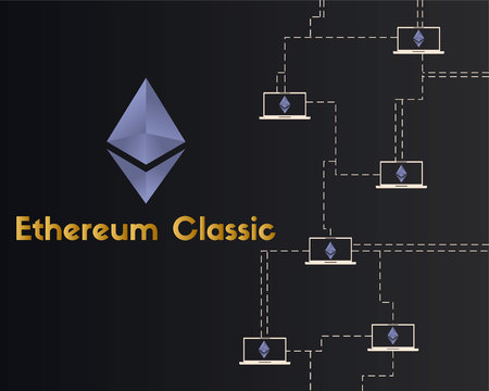 Ethereum Classic blockchain digital technology backgroundのイラスト素材