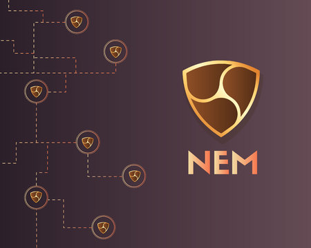 Cryptocurrency Nem blockchain technology backgroundのイラスト素材