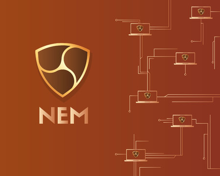 Cryptocurrency Nem blockchain circuit network backgroundのイラスト素材