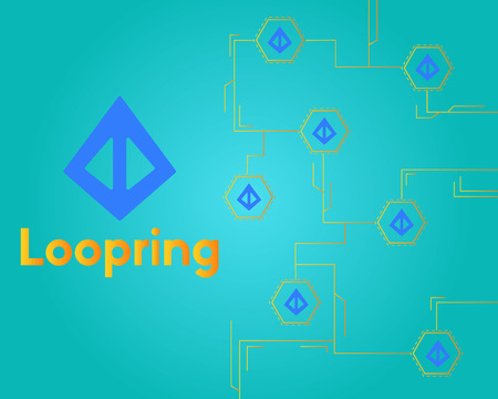 Loopring cryptocurrency digital circuit style background vector illustrationのイラスト素材