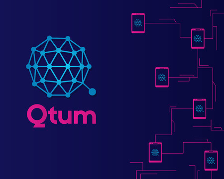 Qtum blockchain cryptocurreny connected background vector illustrationのイラスト素材