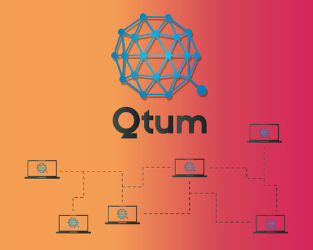 Qtum blockchain cryptocurreny network concept background vector illustrationのイラスト素材