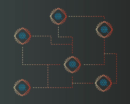 Qtum blockchain cryptocurreny style on dark backgroundのイラスト素材