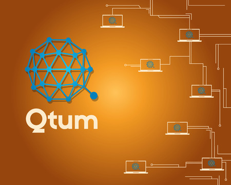 Qtum blockchain cryptocurrency circuit style backgroundのイラスト素材