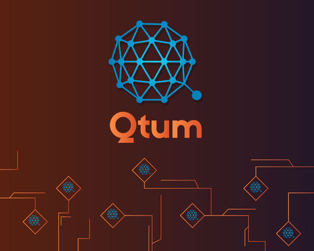Qtum blockchain cryptocurrency on dark background