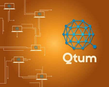 Qtum blockchain cryptocurrency circuit style backgroundのイラスト素材