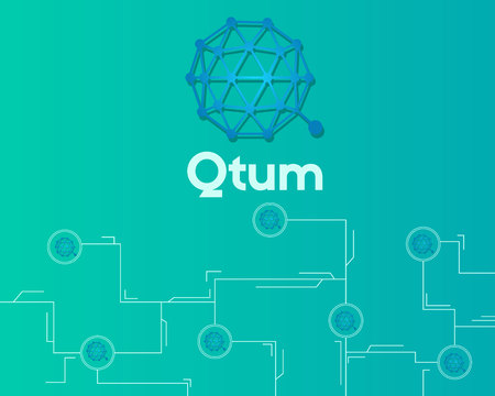 Qtum blockchain cryptocurrency circuit concept backgroundのイラスト素材