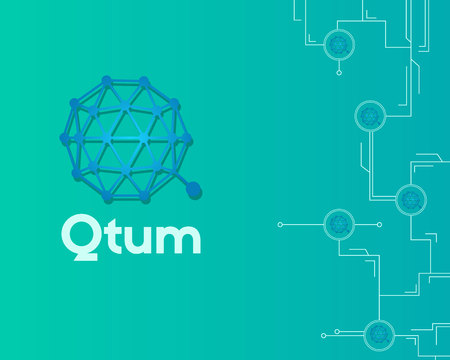 Qtum blockchain cryptocurrency circuit concept backgroundのイラスト素材