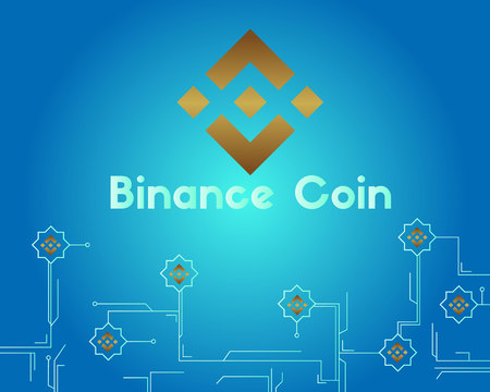 Binance coin blockchain circuit style backgroundのイラスト素材