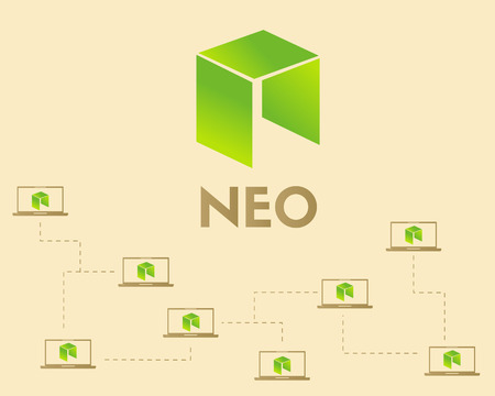 Cryptocurrency NEO networking style background vector illustrationのイラスト素材