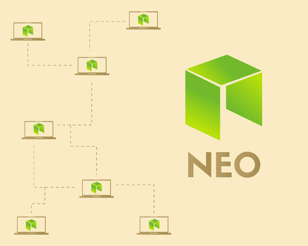 Cryptocurrency NEO networking style background vector illustrationのイラスト素材