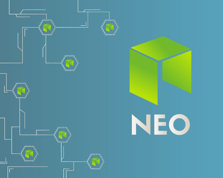 Cryptocurrency NEO circuit style background vector illustrationのイラスト素材