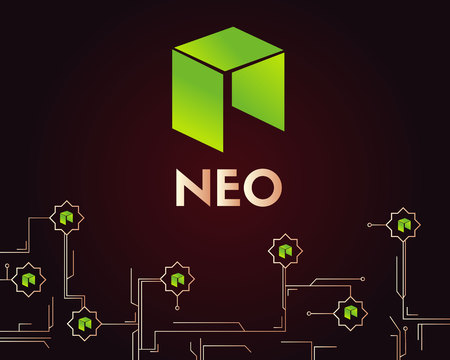 Cryptocurrency NEO blockchain circuit style backgroundのイラスト素材