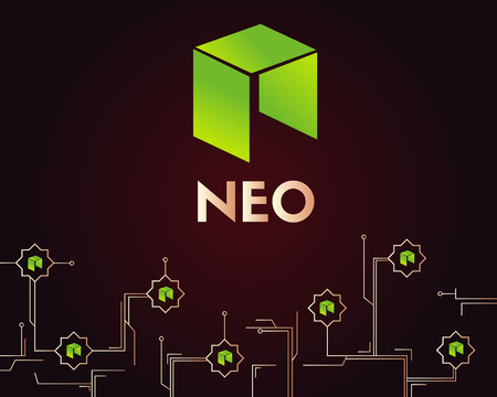 Cryptocurrency NEO blockchain circuit style backgroundのイラスト素材