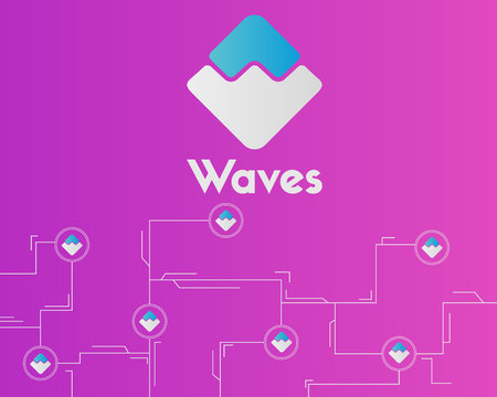 Waves blockchain network circuit style backgroundのイラスト素材