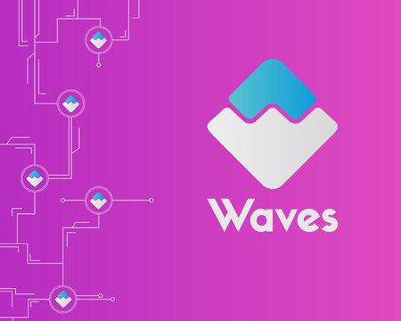 Waves blockchain network circuit style backgroundのイラスト素材