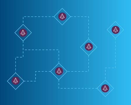Blockchain augur cryptocurrency circuit concept backgroundのイラスト素材