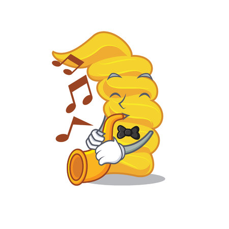With trumpet fusilli pasta mascot cartoonのイラスト素材