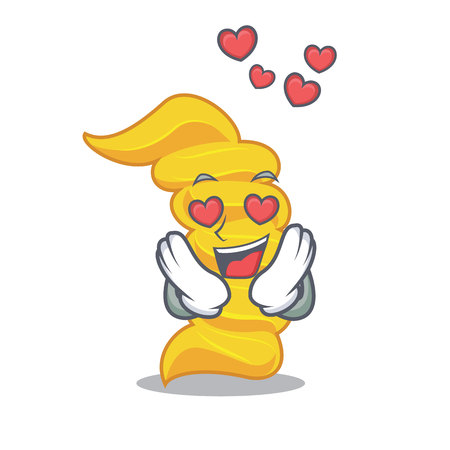 In love fusilli pasta mascot cartoon vector illustrationのイラスト素材