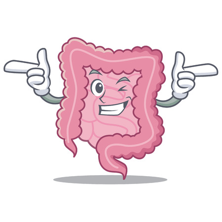 Winking intestine character cartoon styleのイラスト素材