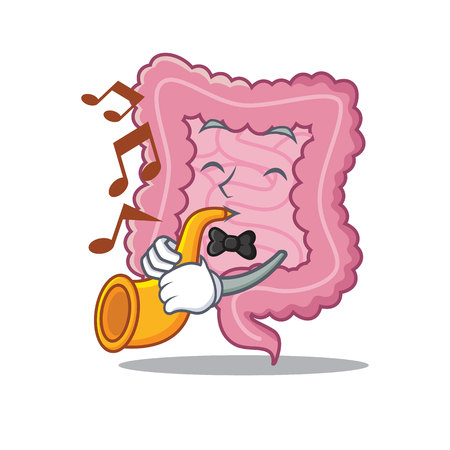 With trumpet intestine mascot cartoon style vector illustrationのイラスト素材