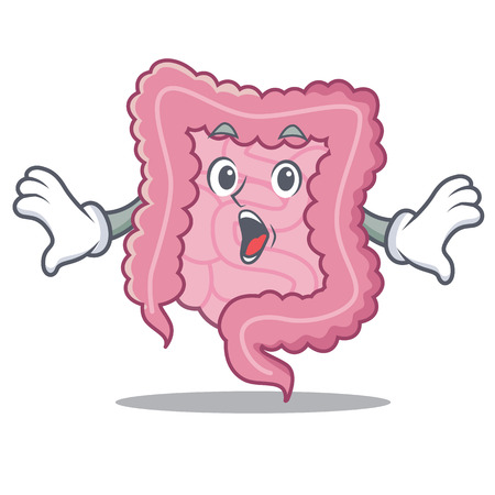 Surprised intestine mascot cartoon styleのイラスト素材