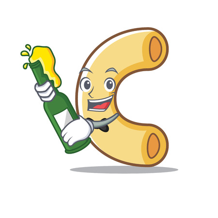 With beer macaroni mascot cartoon style illustration.のイラスト素材