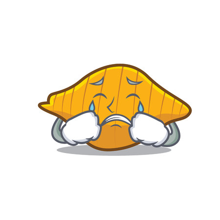 Crying conchiglie pasta mascot cartoon illustration.のイラスト素材