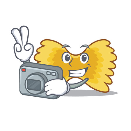 Photographer Farfalle pasta mascot cartoon vector illustrationのイラスト素材
