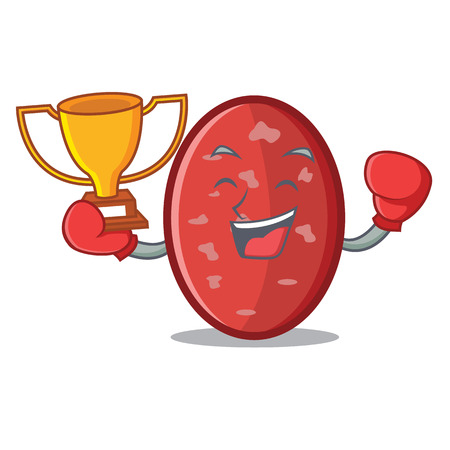 Boxing winner salami mascot cartoon styleのイラスト素材