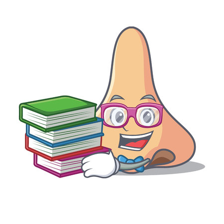 Student with book nose mascot cartoon style vector Illustration.のイラスト素材