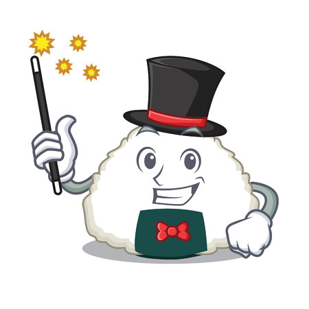 Magician Onigiri mascot cartoon style vector illustrationのイラスト素材