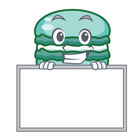Grinning with board macaron character cartoon styleのイラスト素材