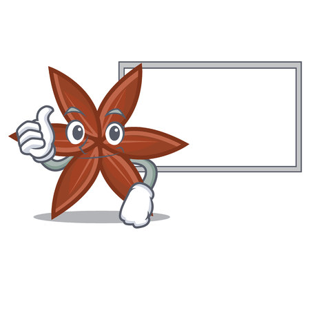 Thumbs up with board anise character cartoon styleのイラスト素材