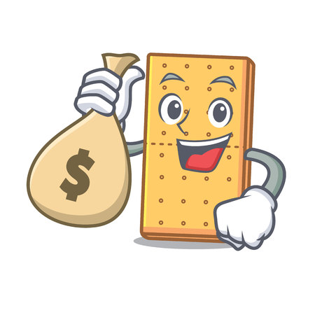 With money bag graham cookies character cartoon vector illustrationのイラスト素材
