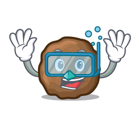 Diving meatball character cartoon styleのイラスト素材