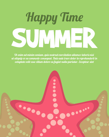 Holiday summer party poster background with star fish design.のイラスト素材