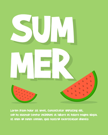 Holiday summer party poster background with text, summer and slice of watemelon.のイラスト素材