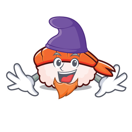 Sushi character cartoon with a purple hat vector illustrationのイラスト素材