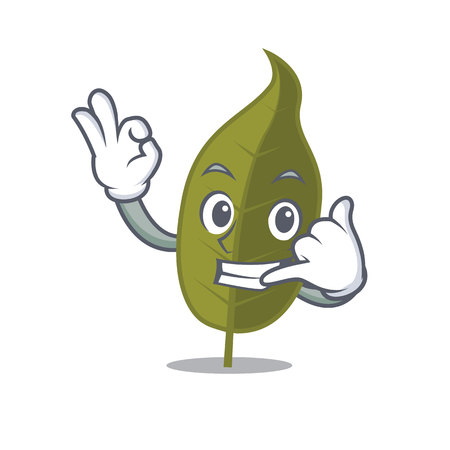 Call me bay leaf mascot cartoon vector illustration.のイラスト素材