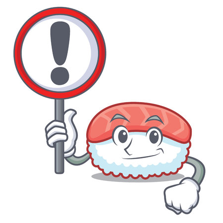 With sign sushi salmon character cartoonのイラスト素材