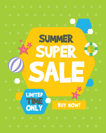 Summer sale banner birthday party vector illustrationのイラスト素材