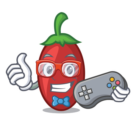 Gamer goji berries mascot cartoon vector illustrationのイラスト素材