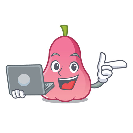 With laptop rose apple character cartoonのイラスト素材