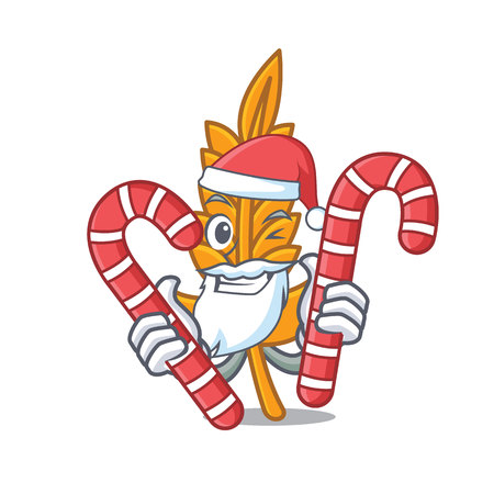 Santa with candy wheat mascot cartoon style vector illustrationのイラスト素材