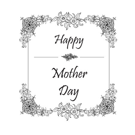 Happy mother day greeting card calligraphy vector illustrationのイラスト素材